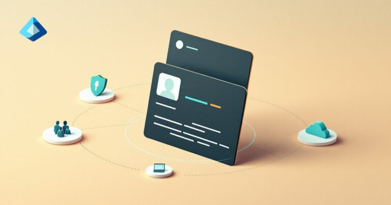 Carte d'identité entourée des objets de l'annuaire : bouclier, utilisateurs, cloud — le connecteur Azure Entra ID unifié